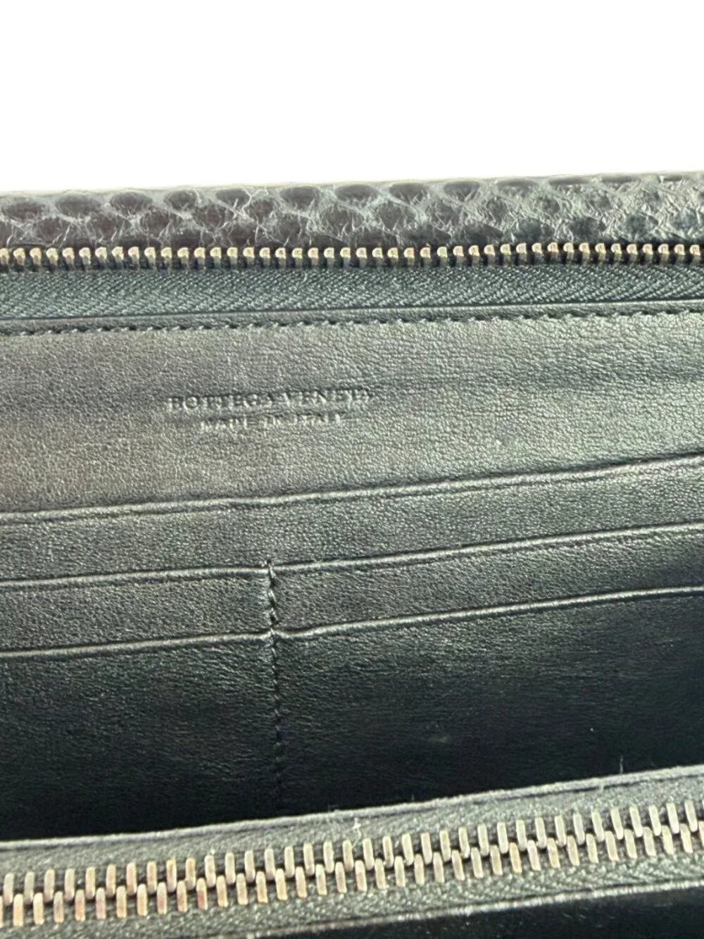 BOTTEGA VENETA Intrecciato Woven Black Leather Long Wallet Made in Italy